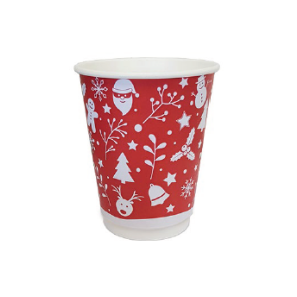 12oz Recyclable Christmas Paper Coffee Cup – Box of 500
