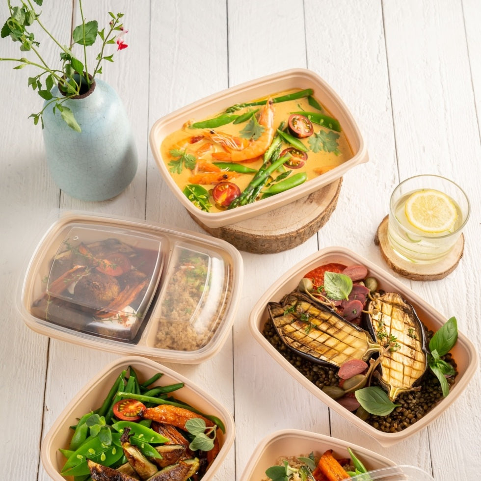 2-Compartment 23 x 17 cm Rectangular Containers - Box of 300