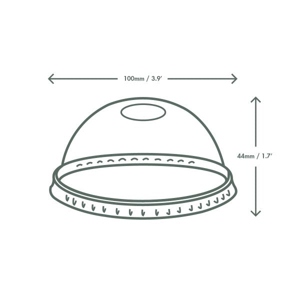 Vegware Smoothie/Milkshake Cup Dome Lid with Straw Hole – Box of 1000