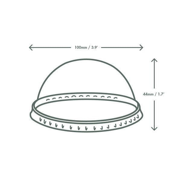Vegware Smoothie/Milkshake Cup Dome Lid (No Straw Hole) – Box of 1000