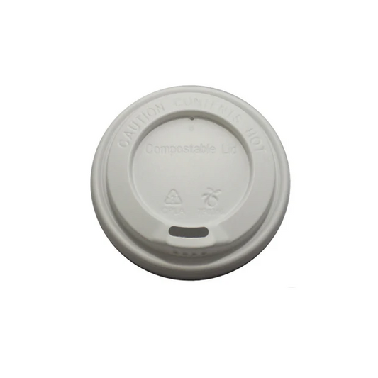 10/12/16oz White Coffee Cup Sip Lid (Compostable) - Box of 1000