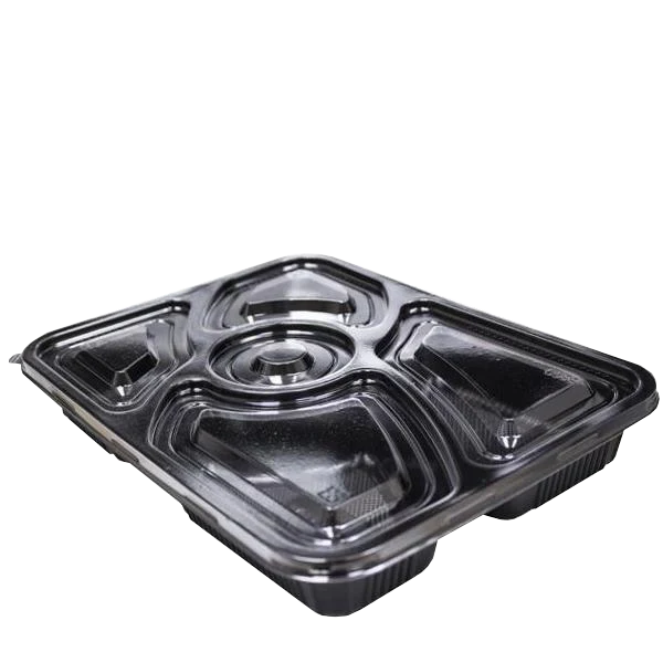 Rectangular 5-Compartment Container with Lid – 265 x 200 x 38 mm (Pack of 200)