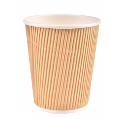 16oz Recyclable Kraft Ripple Coffee Cup