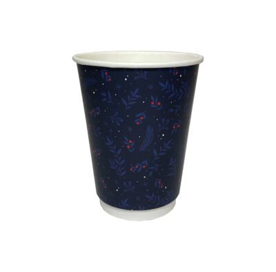 Recyclable Christmas Paper Coffee Cup 12oz