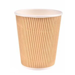 12oz Recyclable Kraft Ripple Coffee Cup